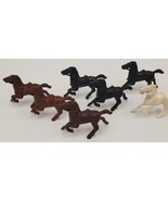 Lot of 7 Vintage Hard Plastic Horses Made in USA Unbranded Black Brown W... - $33.29 CAD