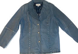 Bradley Blue Suede Leather And Grommet Dress  Fashion Jacket 1X - £63.40 GBP