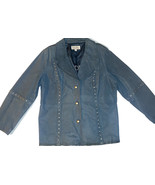 Bradley Blue Suede Leather And Grommet Dress  Fashion Jacket 1X - £62.97 GBP