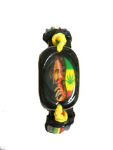 Bob Marley Pot Leaf Photo Picture Acrylic Medalion Black Leather Adj Bracelet - £3.19 GBP