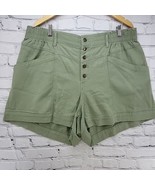Knox Rose Shorts Womens Plus Sz 1X Olive Green Retro High-Rise Casual  - £15.56 GBP