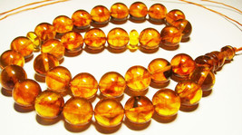 Amber Islamic 33 Prayer Beads Genuine Baltic Amber Misbaha beads pressed - £93.45 GBP
