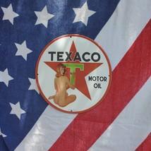 Vintage 1940 ''Indian Trails'' Texaco Motor Engine Oil Porcelain Gas & Oil Sign - $125.00