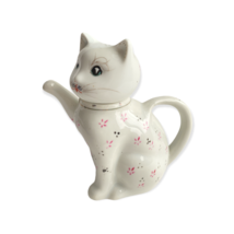 Cat Shaped Teapot Creamer milk jug hand painted White VTG - £10.17 GBP