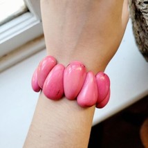 Vintage Chunky Pink Stone Stretch Bracelet - £32.20 GBP