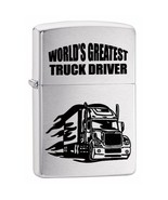 Zippo Lighter: World&#39;s Greatest Truck Driver - Brushed Chrome - $45.33 CAD