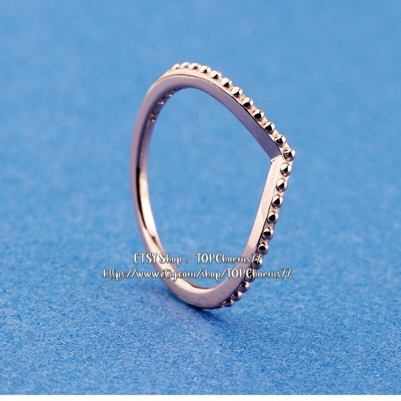 Woman Ring 14K Rose Gold Plated Beaded Wish Ring Woman Jewelry Size 48MM to 60MM