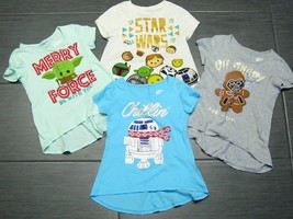 4 Star Wars Christmas Shirts Lot Ginger Bread Darth Vader R2-D2 Yoda Chibi 6 6X - £15.62 GBP