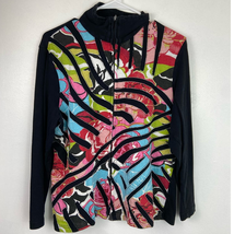 Good Fortune Zip Up Jacket Womens Large Multi Color Long Sleeve Cotton - £10.79 GBP