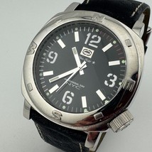 Marc Ecko NYC Quartz Watch Men 50m Silver Steel Black Leather Analog New... - $36.09