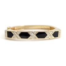 Authenticity Guarantee 
Vintage Black Onyx Diamond Square Bangle Bracele... - £3,181.75 GBP