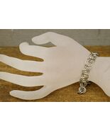 Vintage Costume Jewelry MONET Double Link Silver Tone Metal Charm Bracel... - $24.74