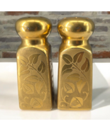 Vintage Stouffer China Gold Floral Salt and Pepper Shakers Gold Over Cer... - $17.41