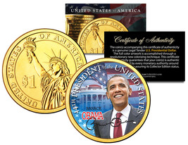 BARACK OBAMA * 44th President * Presidential $1 Dollar U.S. Coin 24K Gold Plated - $8.56