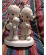 Precious Moments 5.5&quot; REJOICING WITH YOU Boy Girl Baby Baptism Bible Fig... - $297.49 MXN