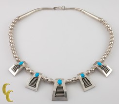 925 Sterling Silver &amp; Turquoise &#39;Stair&quot; Necklace - $1,049.40