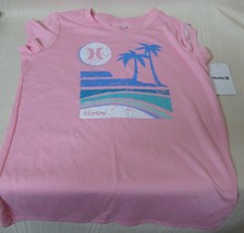 Hurley Pink with Palms Design Short Sleeve Shirt GIRLS SIZE XL NEW with tags - £7.92 GBP