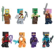 8pcs Minecraft Minifigures Tamer Ninja Fox Rogue Zombie Hunter Zombie Villager - £17.57 GBP