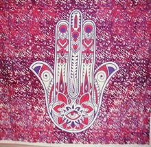 Traditional Jaipur Large Hamsa Hand Tapestry, Fatima Hand Wall Hanging, ... - $34.64