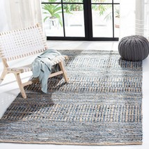 SAFAVIEH Cape Cod Collection Area Rug - 5&#39; x 8&#39;, Natural &amp; Blue, Handmade Flat W - £137.48 GBP
