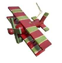 Red and Green Christmas Airplane Ornament 3.25 inch - £4.25 GBP