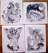 Large Fairy Fairies - Lot of 4 New Mounted Rubber Stamps - £23.98 GBP