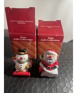 Lot Of 2  1987 Avon   Santa &amp; Snow Man X-masTree Ornaments  Light Up - £10.24 GBP