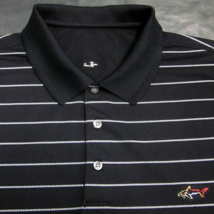 Greg Norman Sheer Black Striped Polo Men&#39;s (Large) Shark Logo Golf Short Sleeve - £19.59 GBP