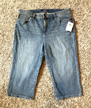 Chaps Crop Capri Jeans Womens Size 12 Blue Denim Stretch 33x17 Straight ... - $18.69