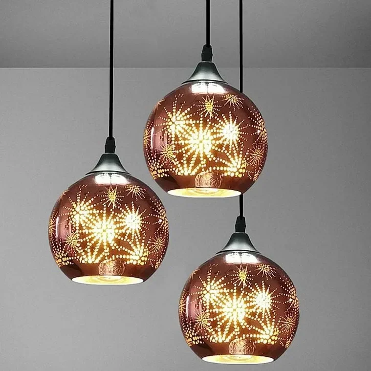 Nordic Simple Post-modern Glass Chandelier Electroplated Carved Color Di... - $14.89