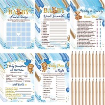 Bear Baby Shower Games For Boy Or Girl, 5 Game Activities 125 Pcs Cards Includes - £20.90 GBP