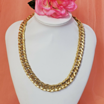 Gold Tone Link Thick Choker Statement Necklace Chic Collar Runway Chain 20&quot; - £15.11 GBP