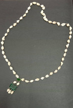 Gorgeous Victorian necklace made with Barook Pearl and emerald octagon. Design  - £402.72 GBP