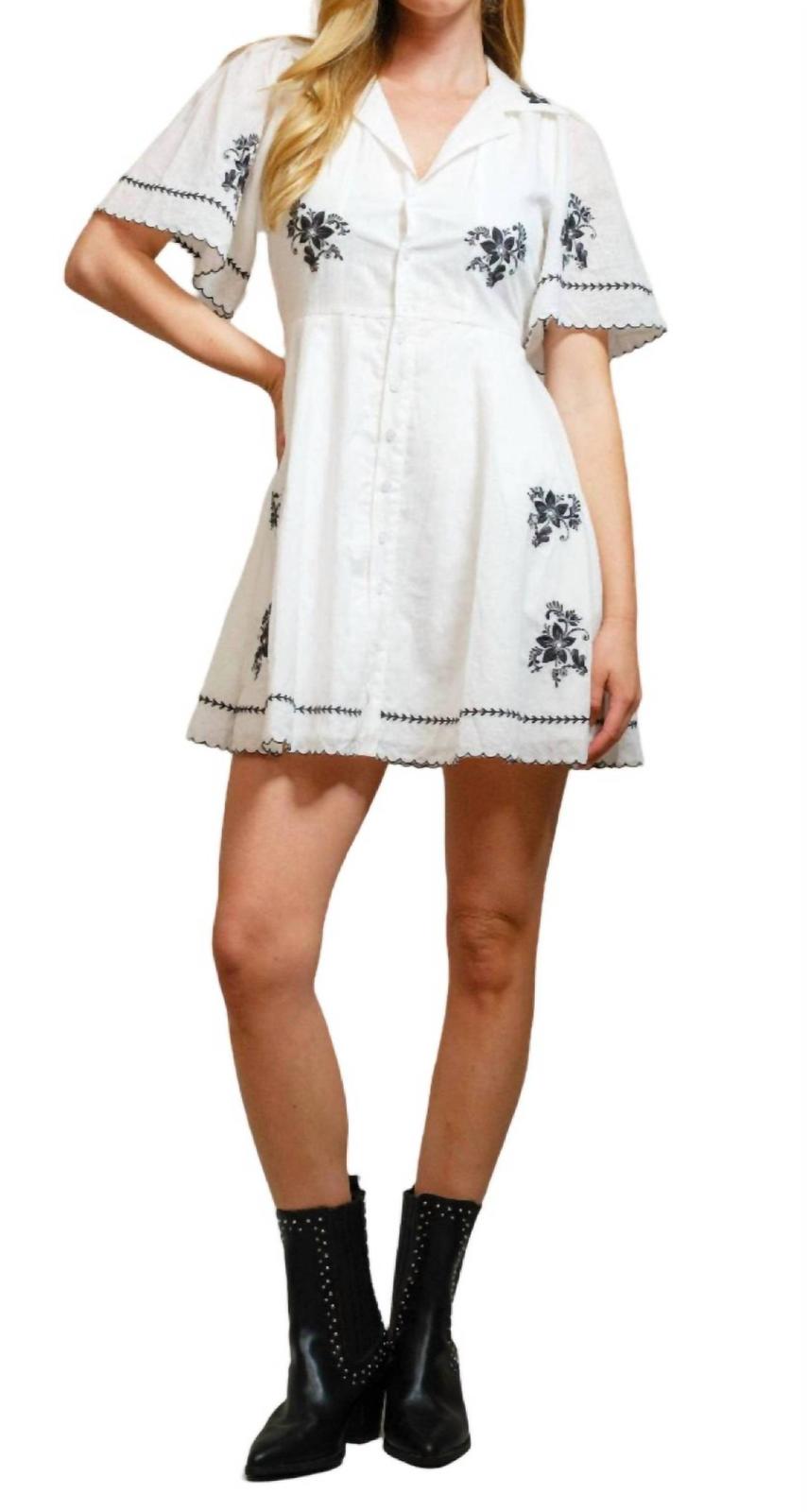 Blue B cotton flower embroidered mini dress size S - £43.94 GBP