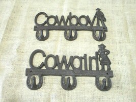 Coat Rack Wall Mount Hooks Hat Western Cowboy &amp; Cowgirl Rustic Farmhouse  Key  - £21.57 GBP