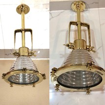 Nautical Antique New Aluminum &amp; Brass ceiling flush mount Pendant Light 2 Pcs - £522.33 GBP