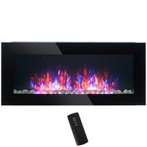 HOMCOM 41.3" Black Electric Wall Fireplace, 1500W, 7 Colors - $252.99