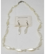 Mother of Pearl Necklace and Earrings Philippines Handmade 18&quot; - $18.95