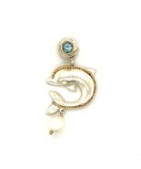 Vintage Sterling Signed 925 Art Nouveau Dolphin with Blue Topaz Gemstone... - $752.67 MXN