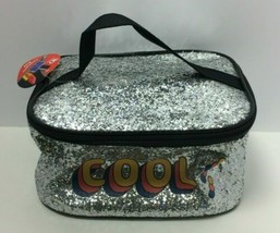 Royal Deluxe Accessories &quot;Cool!&quot; Printed Silver Glittery Cosmetic Bag - £9.66 GBP