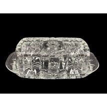 Vintage Anchor Hocking Pressed Glass Star of David Covered Butter Dish - $24.73