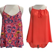 Hollister Womens Strappy Sleeve Pink Coral Tank Top Floral Shirt Blouse ... - £13.30 GBP