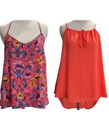 Hollister Womens Strappy Sleeve Pink Coral Tank Top Floral Shirt Blouse ... - £13.17 GBP
