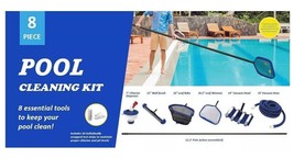 8 Piece Pool Cleaning Kit Essential All Season Tools Wall Brush Leaf Skimmer etc - £46.66 GBP