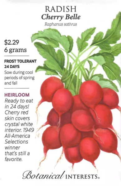 Radish Cherry Belle Heirloom Vegetable Seeds - Botanical Interests 12/24 Fresh G - $8.30
