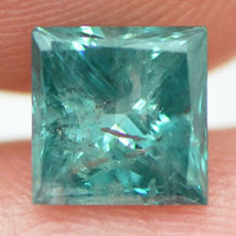 Princess Diamond Fancy Turquoise Color I1 Natural Enhanced Certified 1.12 Carat - £372.85 GBP