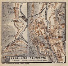 1914 Original Antique City Map Of Cauterets La Raillere / HAUTES-PYRENEES France - £13.45 GBP