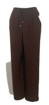 Laundry by Shelly Segal Women&#39;s pant Satin chocolate brown Elastic waist... - $24.95