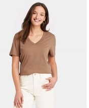 Women Small Short Sleeve V-Neck T-Shirt, Universal Thread Barkwood Light... - $8.99