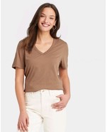 Women Small Short Sleeve V-Neck T-Shirt, Universal Thread Barkwood Light... - $165.32 MXN